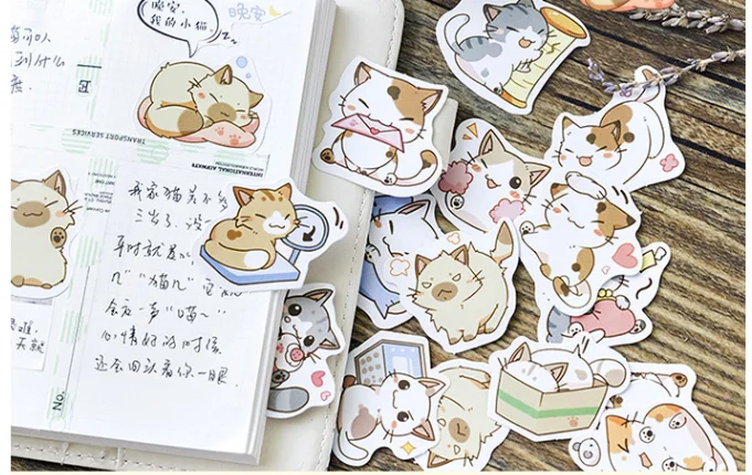 

45pcs/box Animal Cat Series Seal paste Lovely Office Schools child stickers (dd-160)