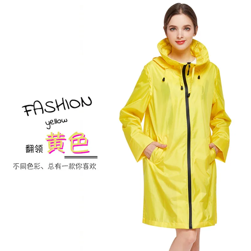 Желтый дождевик для женщин и девочек уличное длинное пончо с капюшоном взрослых