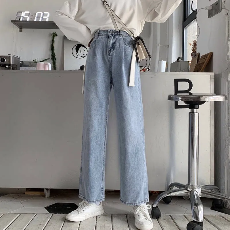 

2021Spring and Autumn Women's jeans New Harlan wide leg jeans High waist Plus Size loose jeans Retro jeans boyfriend style jeans