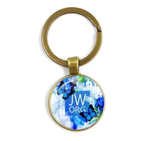 2020 new arrival jw org keychain steampunk jehovahs witnesses pendant glas cabochon keyrings holder jewelry catholicism gift