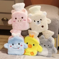 winter cartoon hot water bottle injection hot compress hand warmer belly explosion proof anti scalding cute plush cover gift