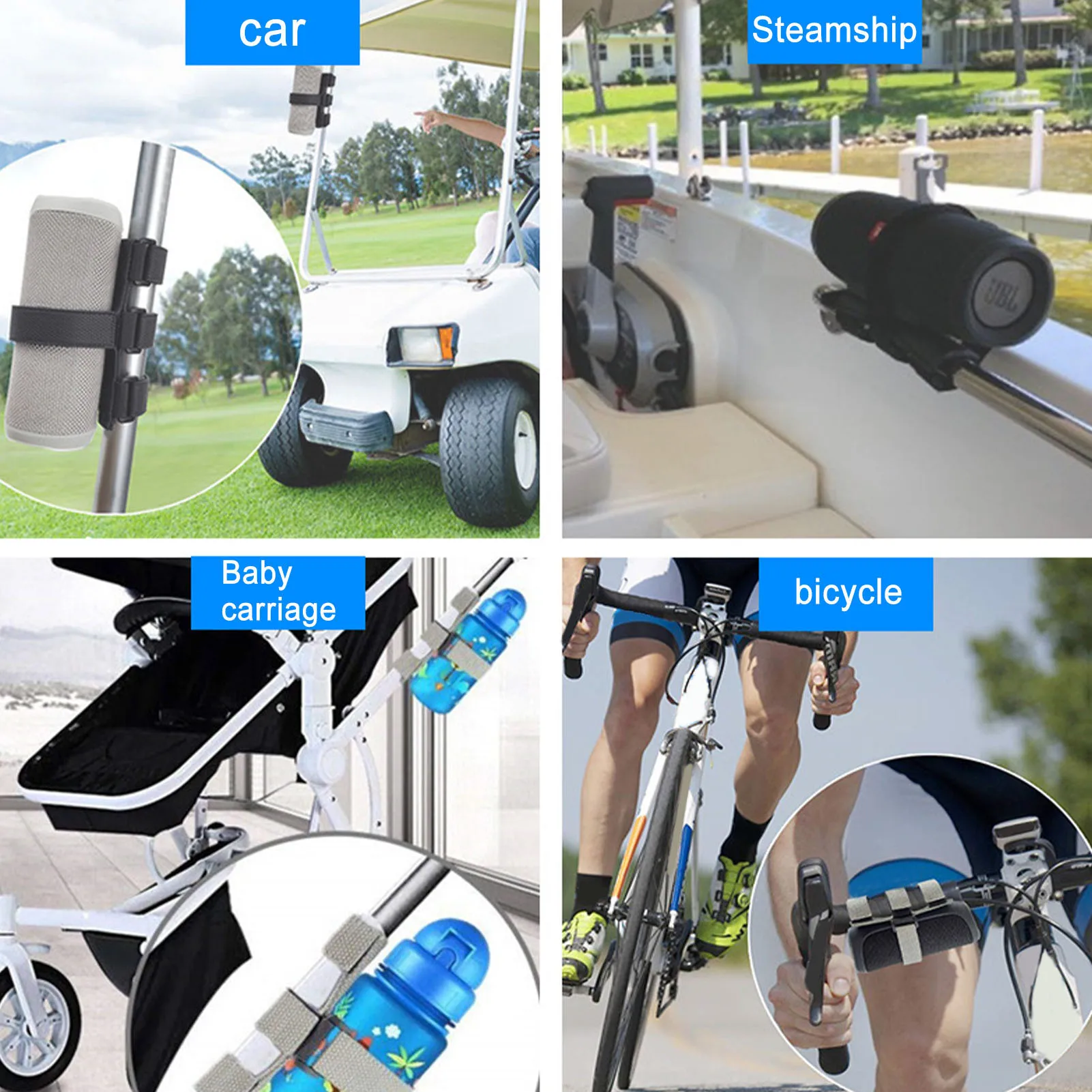 2021 Adjustable Bicycle Bluetooth Wireless Speaker Fixing Mount Strap Sticker Water Bottle Holder Bandage Golf Cart Accessories images - 6