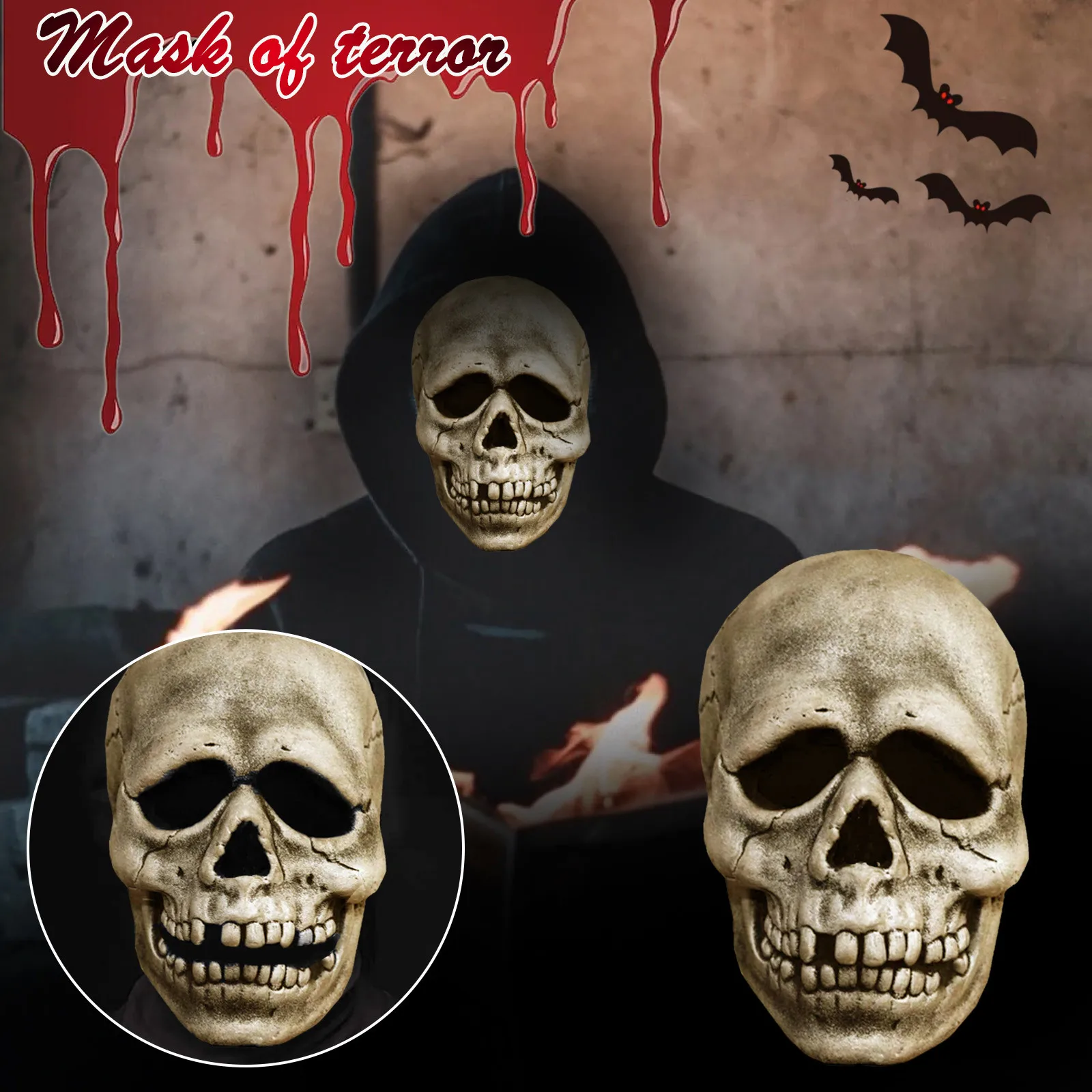 

Хэллоуин подвижные челюсти Голова Череп маска украшение Ужас Череп Маска латексный шлем страшный Скелет вечеринка костюм # G