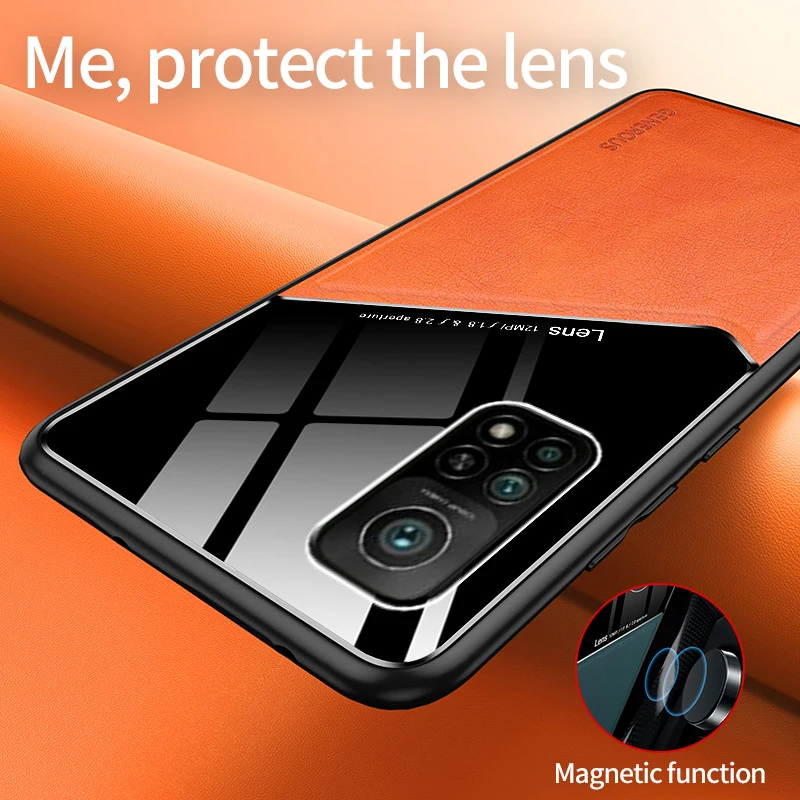 

For Xiaomi Mi 10T Pro 5G Soft TPU Frame Shockproof Cover For Xiaomi Mi 10T 5G PU Lens protection Matte Leather Phone Case