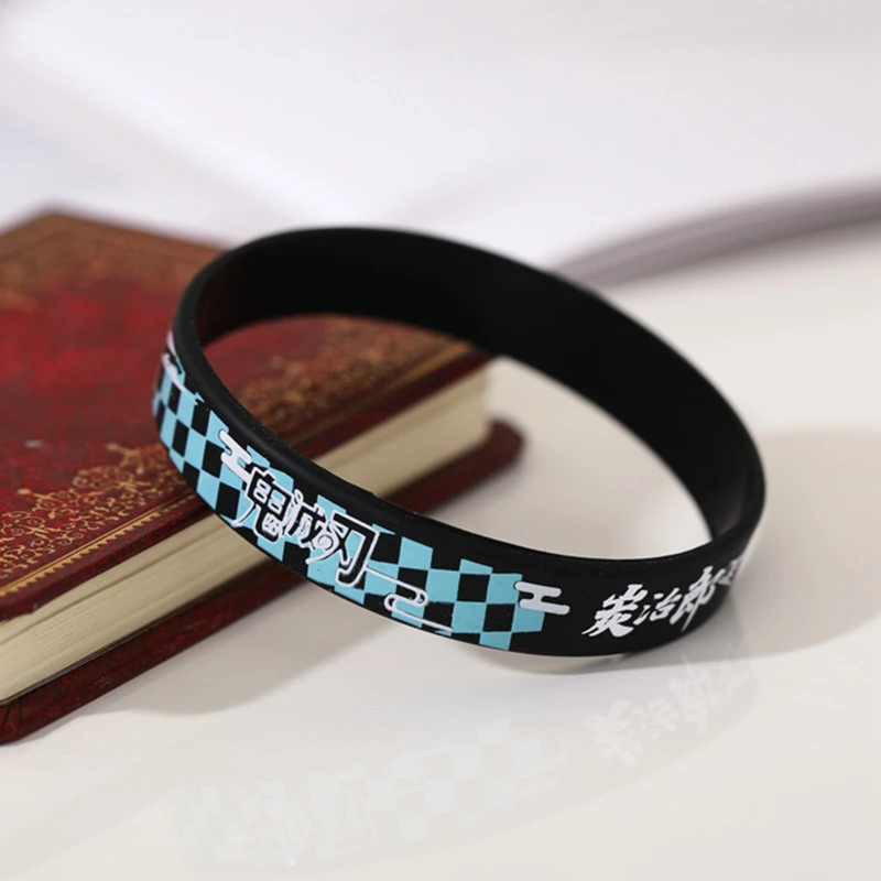 1Pc Anime Demon Slayer Kimetsu No Yaiba Blade Of Ghost Wristband Rubber Silicone Men Bracelet Sport Jewelry Gifts - купить по