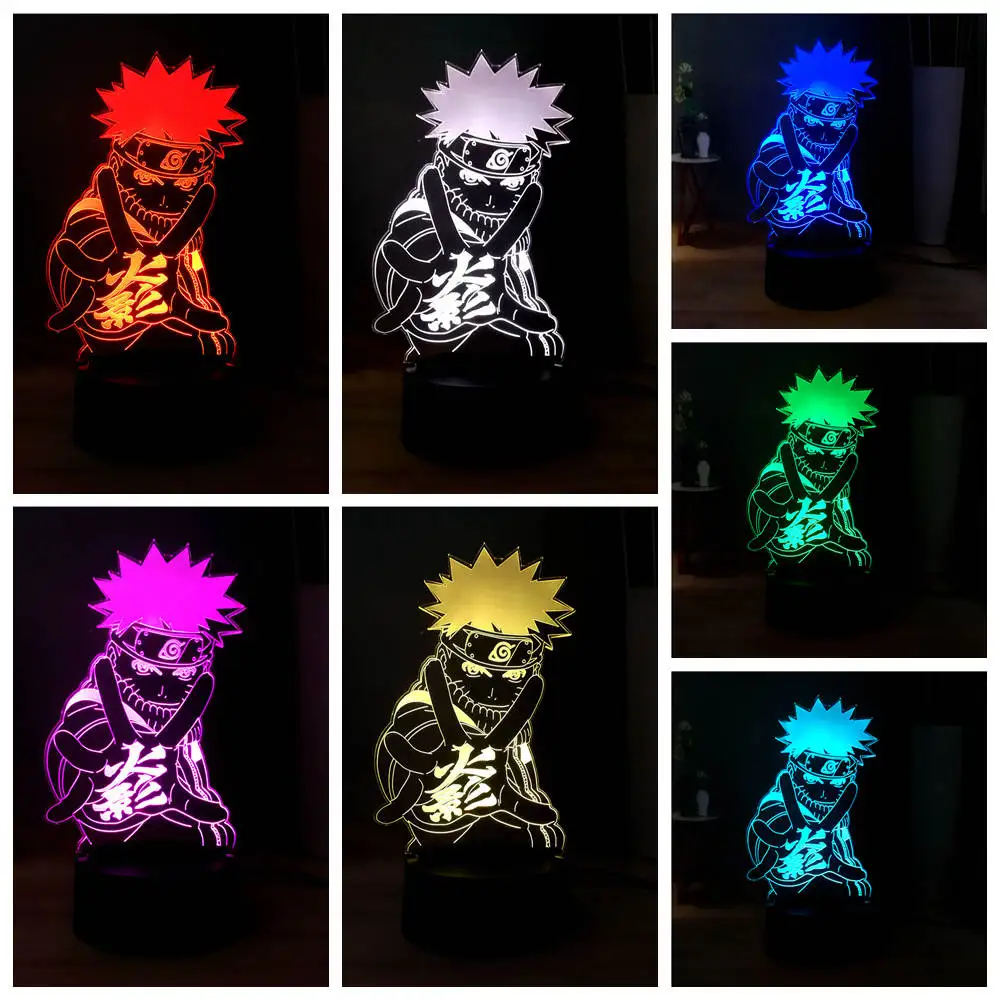 Наруто USB переключатель прикроватная лампа RGB 7 красочная сменная настольная лампа Uzumaki Наруто светодиодный светильник для сна для ребенка огонь нация подарок ребенку