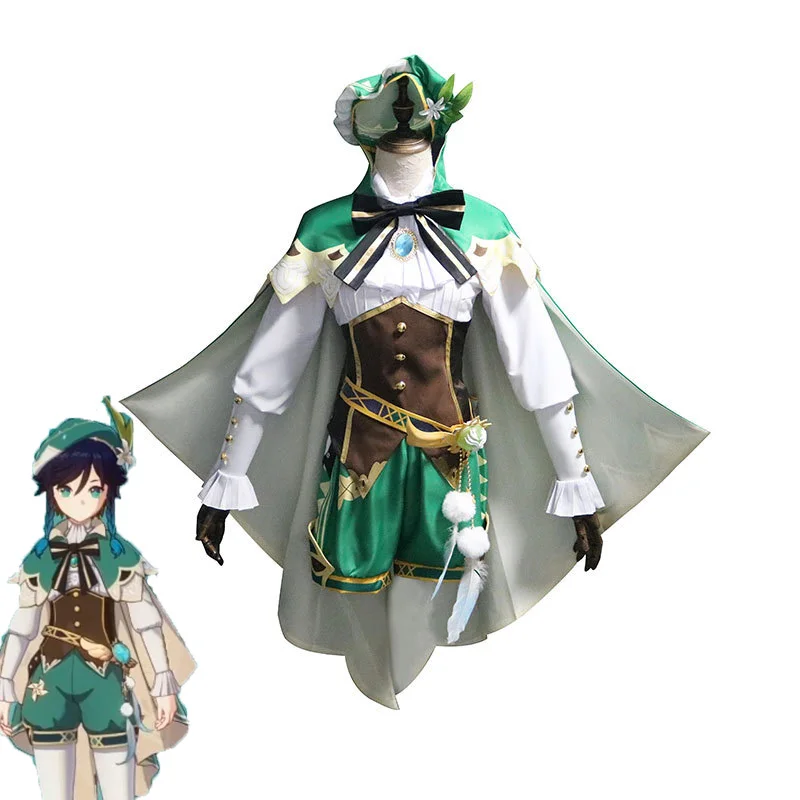 

Игра Genshin воздействия Venti Косплэй костюм Venti наряд платье; Костюмы для вечеринок для девушек и женщин Косплэй горничной вечерние полный набо...