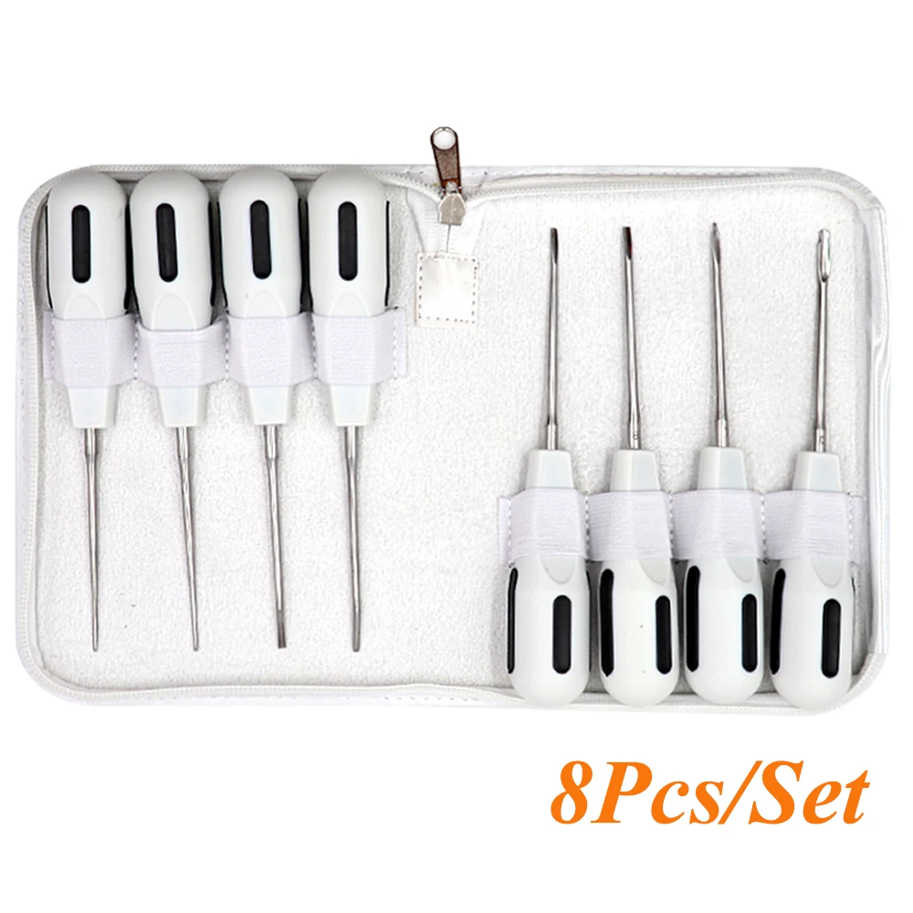 

8pcs Extracting Apical Root Elevator Stainless Steel Surgical Luxating Lift Elevator Plastic Handle Dental Instruments