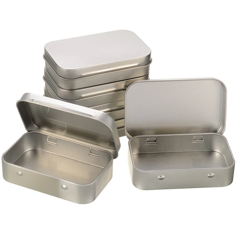 

6pcs Rectangular Empty Metal Tins Storage Hinged Box Containers 95*60*20mm Home Storage Box Case Organization