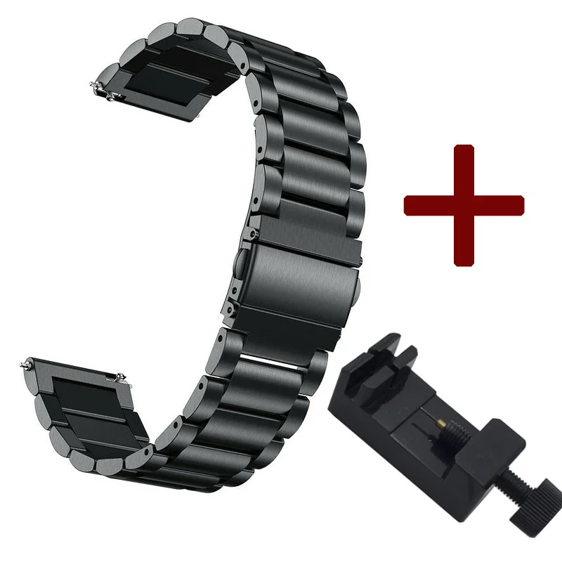 black 2 OULUCCI 18 20 22 мм браслет для galaxy 42 мм 46 мм часы s2 s3 huawei 2 классические часы GT pro Pebble Time steel Huami Amazfit - Цвет: black 2