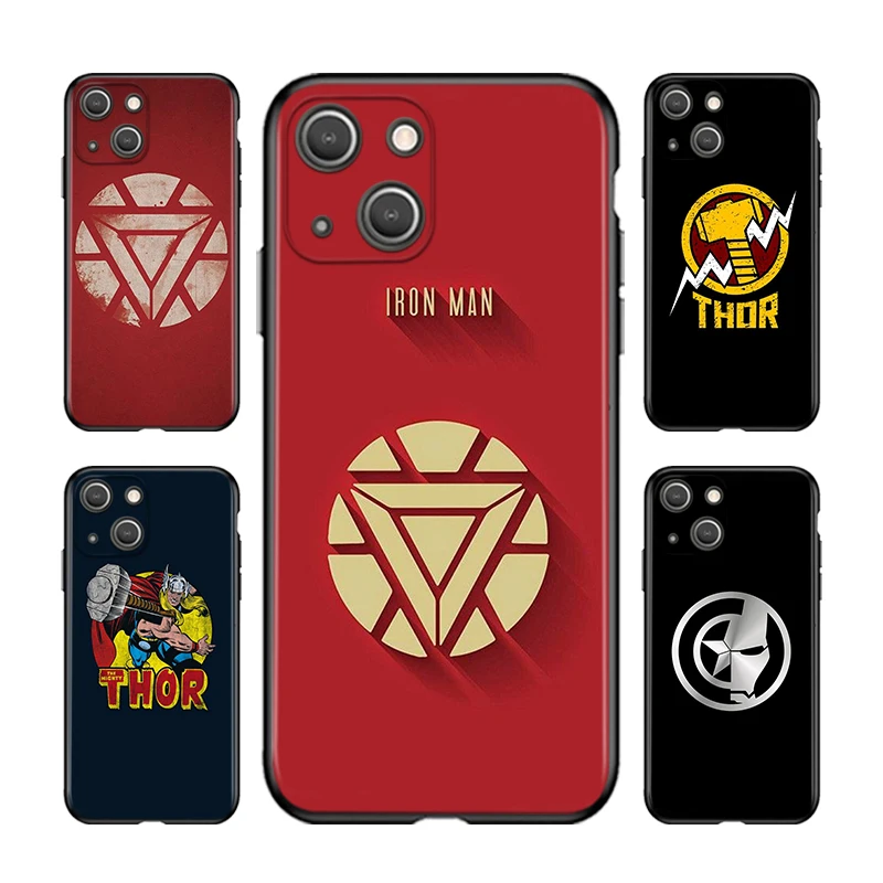 

Marvel Avengers Hero Logo For Apple iPhone 13 12 11 mini 8 7 6S 6 5 5S XS XR X SE 2020 Pro Max Plus Black Soft Phone Case