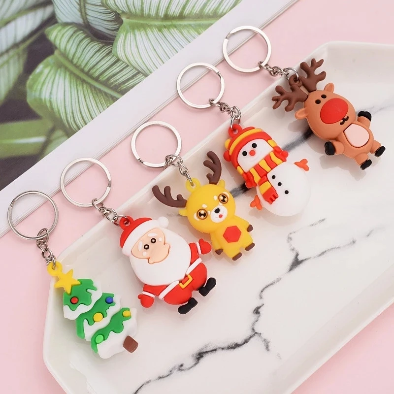 

Cute Cartoon Anime Keychain Sika Deer Santa Claus Christmas Tree Keychains For Backpacks Kids Friends Christmas Gift Jewelry