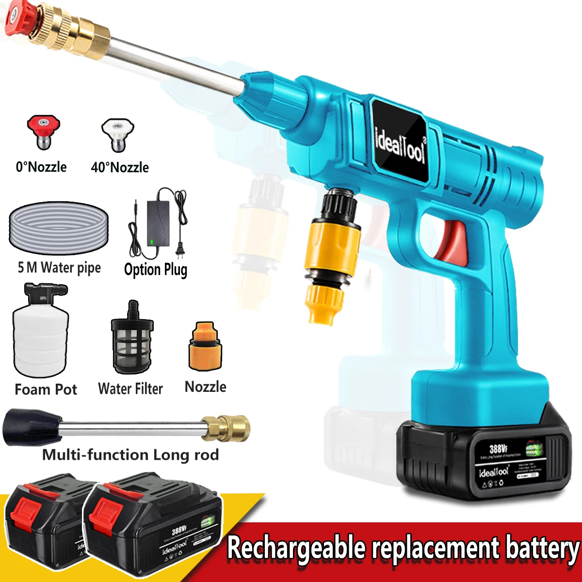 

18V Wireless High Pressure Car Wash Water Gun Portable High Pressure Washer Foam Generator for Makita 18V Battery