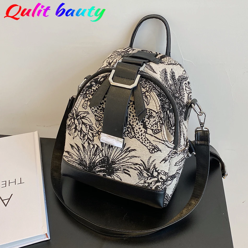 Женский маленький рюкзак с вышивкой Высококачественная кожаная сумка через