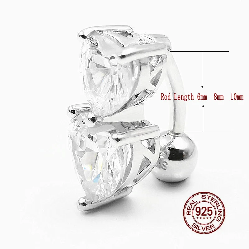 HelloLook 925 пробы Серебряный пупок цена двойной кубический циркон кольцо для пупка