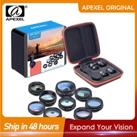 apexel 10in1 mobile phone lens kit fish eye wide angle telescope macro lens for iphone huawei samsung galaxy android celphones