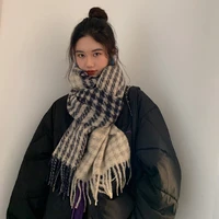 new season houndstooth imitation cashmere scarf female korean version all match student shawl dual use warm bib male