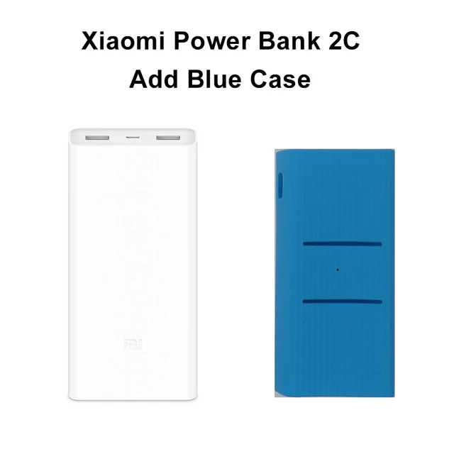2C Add Blue Case Xiao mi power Bank 20000mAh 2C портативное зарядное устройство mi внешний аккумулятор power bank 20000 mah Поддержка QC3.0 Dual USB для мобильных телефонов - Цвет: 2C Add Blue Case