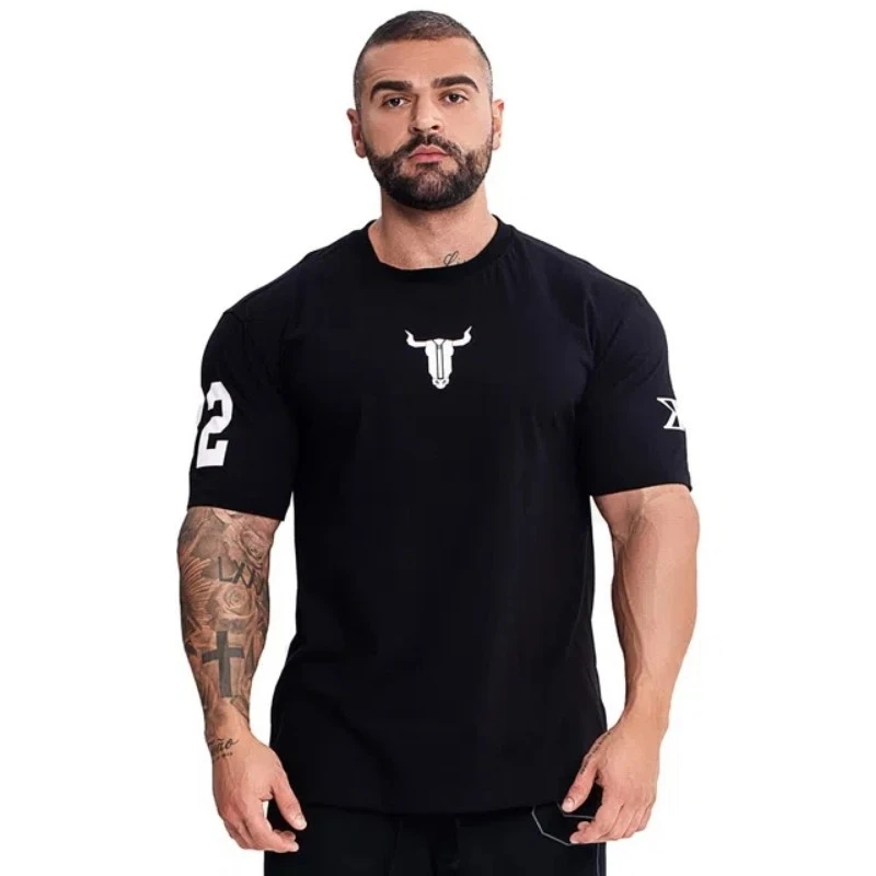 

Men Summer New Tight Short sleeve T shirt Casual Cotton Streetwear Gyms Fitness T-shirts Homme Workout Tops Tees