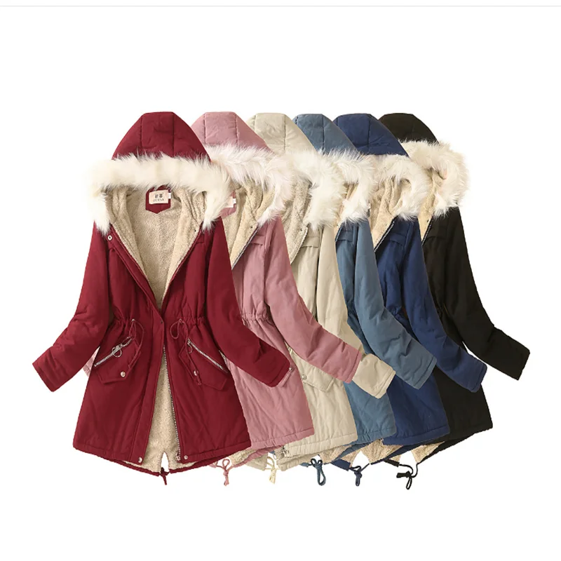 

Winter Cotton Coat Women Slim Snow Outwear Medium-long Wadded Jacket Thick Cotton Padded Warm Cotton Parkas