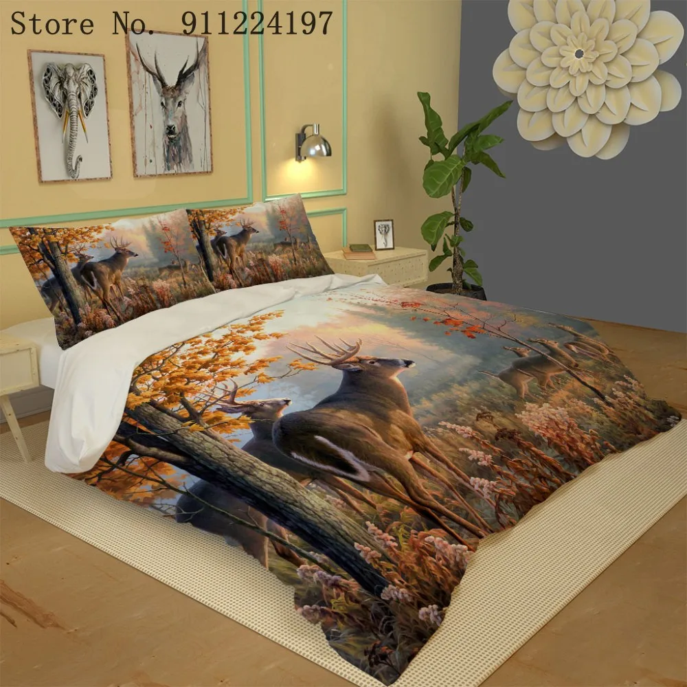 Постельное белье с 3D изображением животных пододеяльник простыня оленем Сика