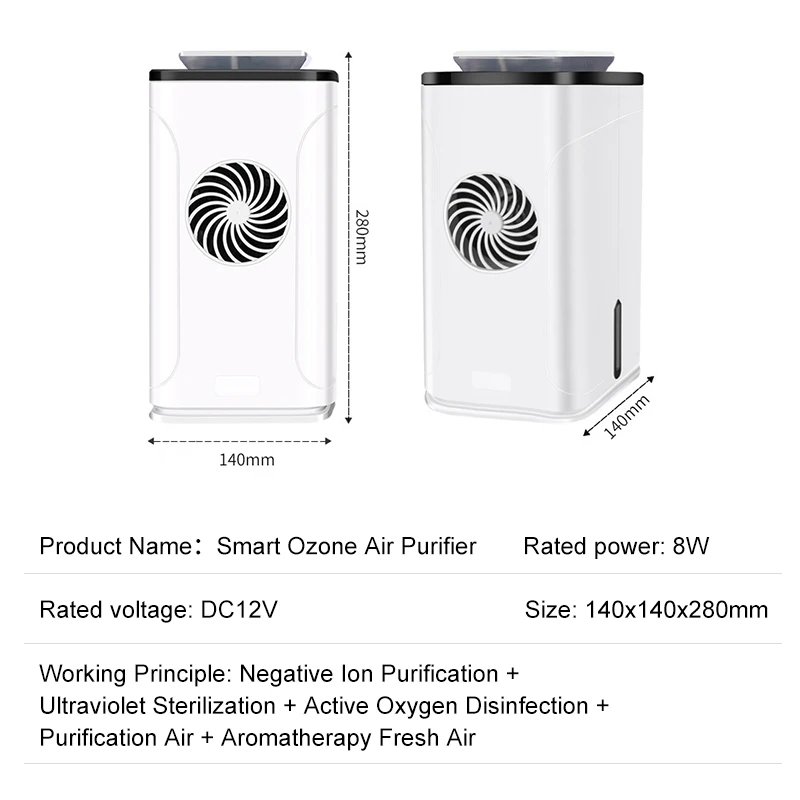 

Smart Ozone Disinfection Air Purifier UV Sterilization Light Negative Ion Purification HEPA Fine Dense Filter