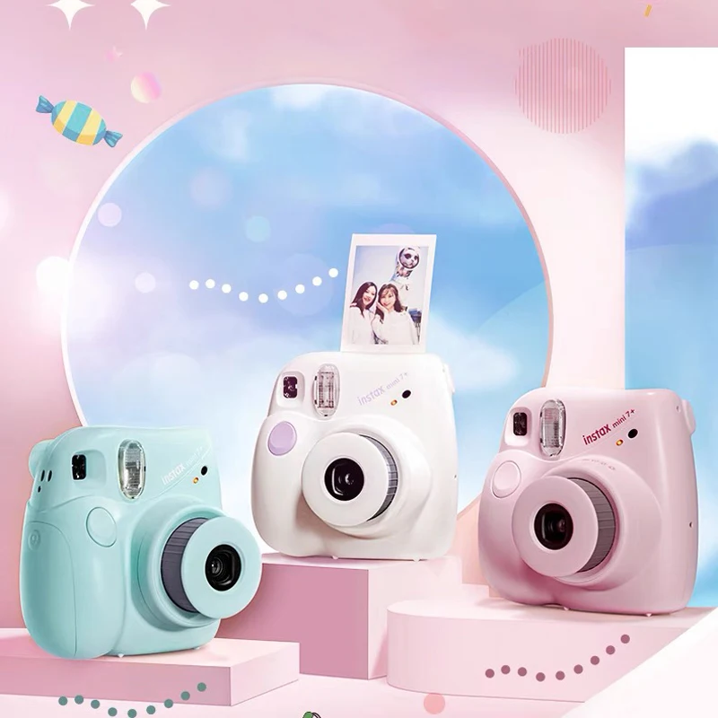Оригинальная фотокамера Fujifilm Fuji Instax Mini 7 + с мгновенной съемкой розовый синий цвет