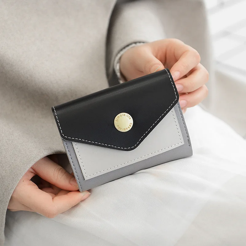 Женский короткий кошелек из искусственной кожи Cartera Mujer винтажный на молнии с
