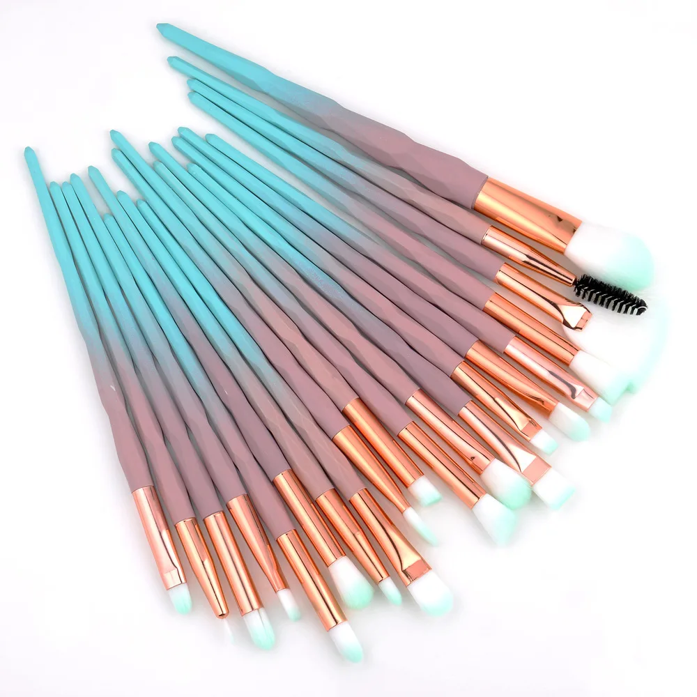 20Pcs Diamond Transparent Makeup Brush Set Powder Foundation Blush Blending Eye shadow Lip Cosmetic Beauty Pincel Maquiagem | Красота и