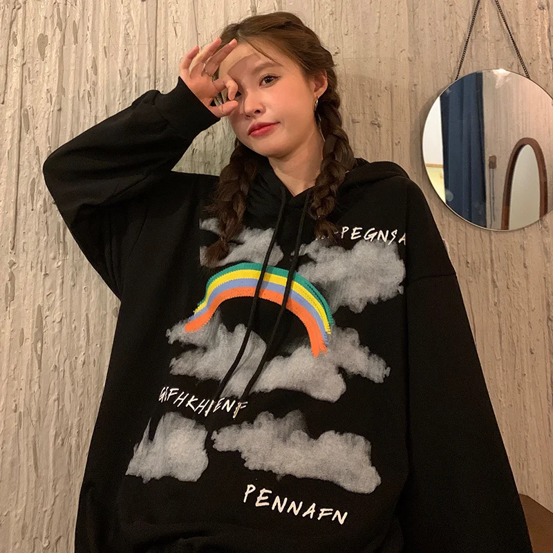 

Выстрел! Свободный Тонкий свитер с капюшоном для женщин