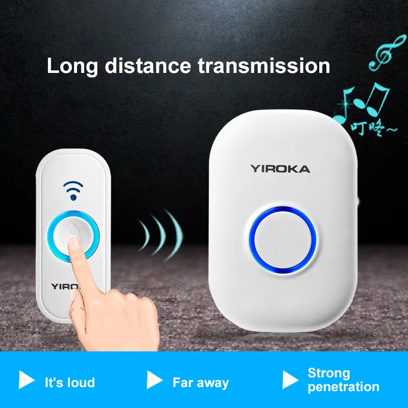 

1pcs Wireless Doorbell 443Mhz Home Welcome Smart Remote Control Four-level volume adjustment Doorbell Long Distance Door Chimes