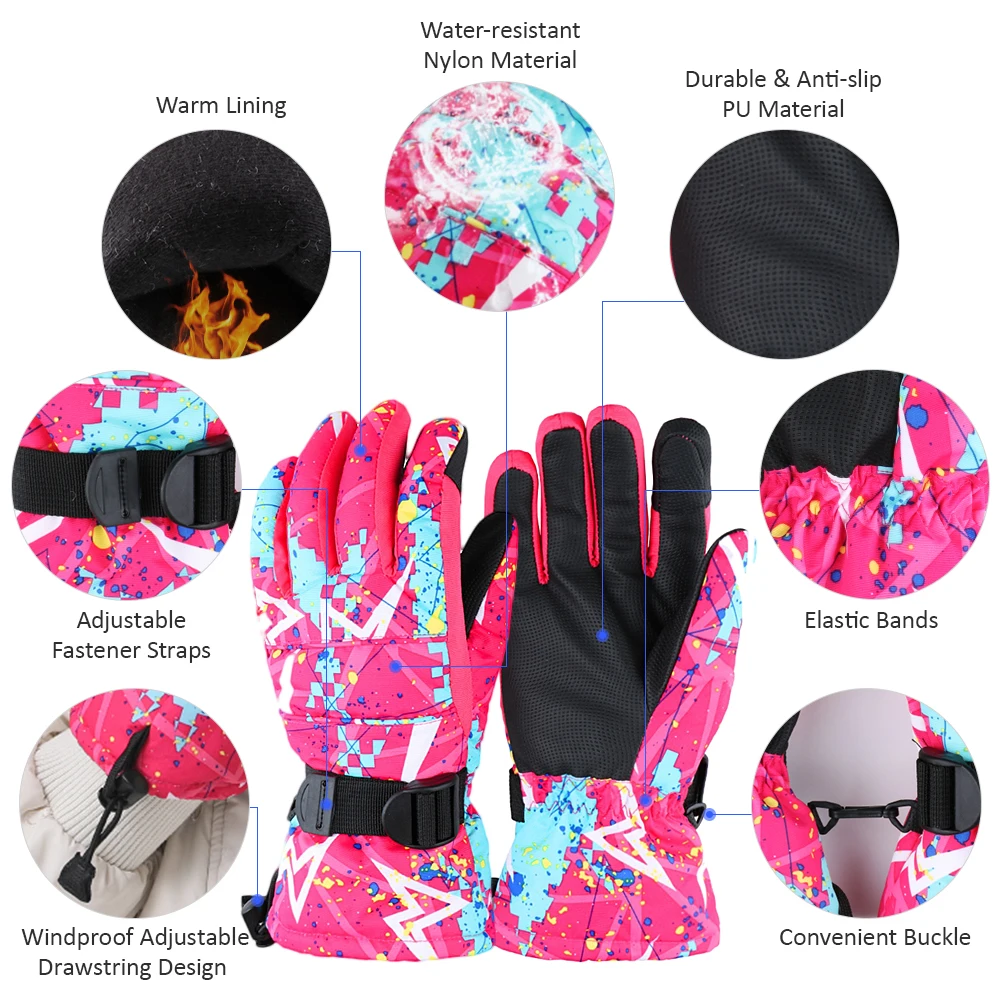 

Winter Warm Skiing Gloves Men Women Sports Gloves with Warm Lining For Cycling Camping Hiking Driving Fishing Mountaineering