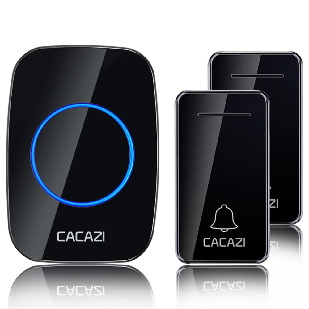 2 button 1 receiver CACAZI автономный беспроводной дверной звонок Водонепроницаемый без батареи США ЕС Великобритания AU штекер вызова дверной звонок 1 2 кнопки 1 2 приемника - Цвет: 2 button 1 receiver