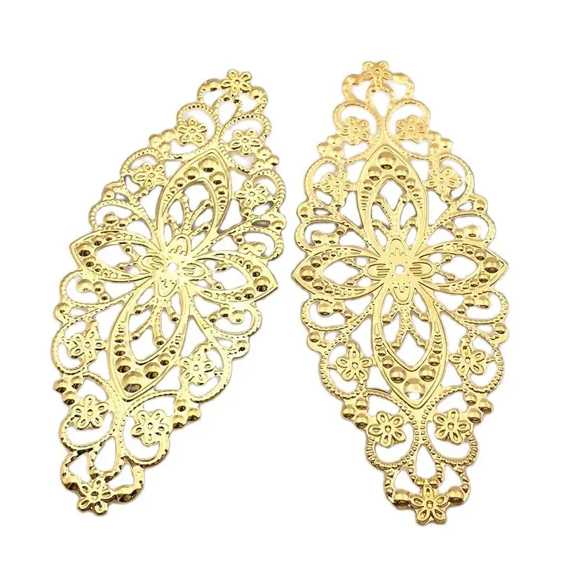 10 PCS Gold color/White K/Antique bronze Metal Filigree Flowers Slice Charms filigree findings diy accessories jewelery assembly | Украшения