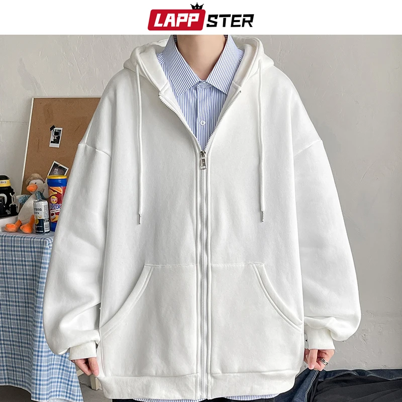 Толстовка LAPPSTER мужская с капюшоном однотонная кофта в стиле харадзюку свитшот