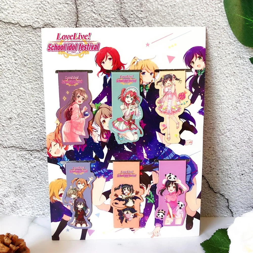 6 шт. Love Live аниме Закладка на магните Мультфильм Закладка-магнит ребенок ученик Kawaii подарок закладки для офиса канцелярские принадлежности