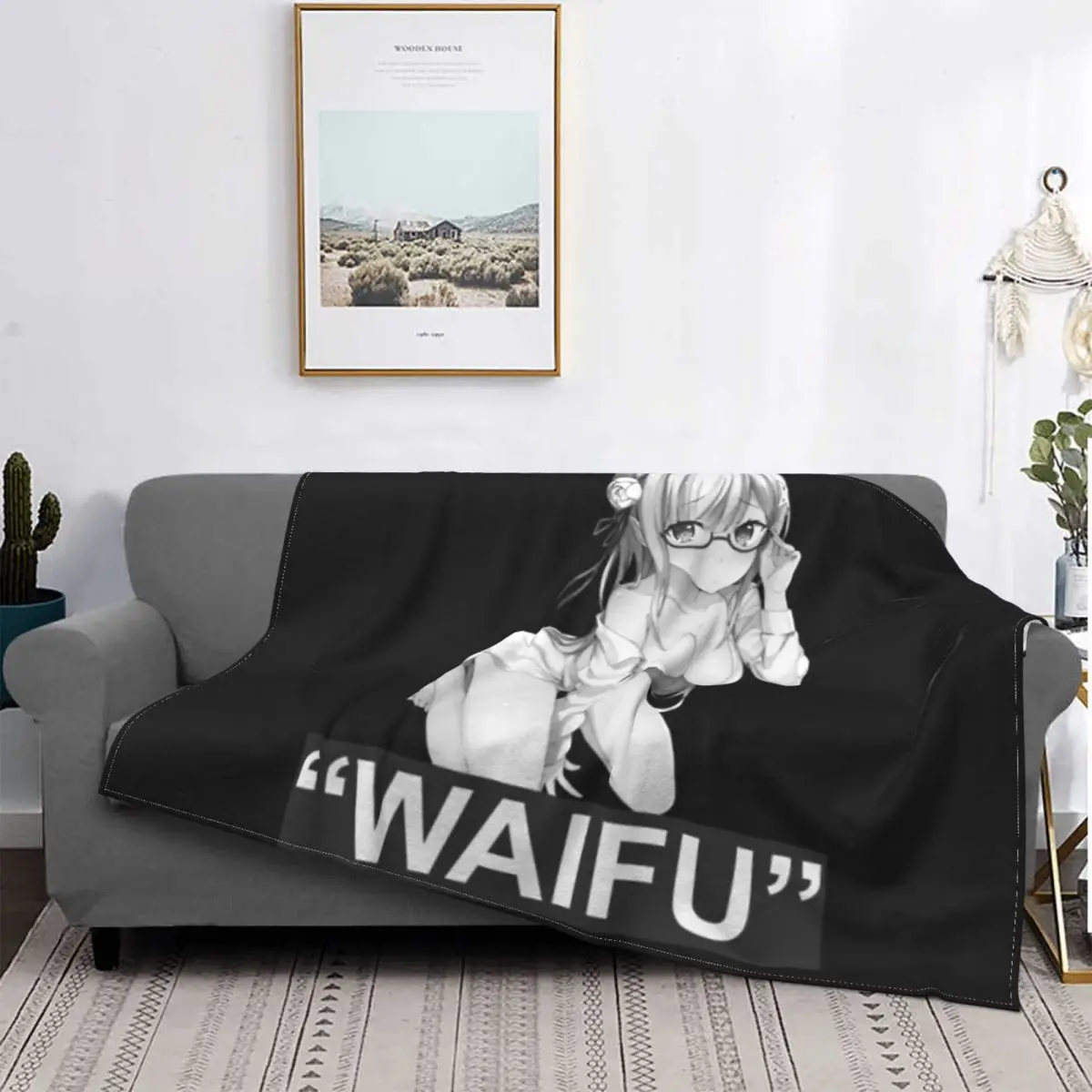 

Re-Zero Emilia Waifu-colcha a cuadros para cama, manta de muselina para playa, a cuadros