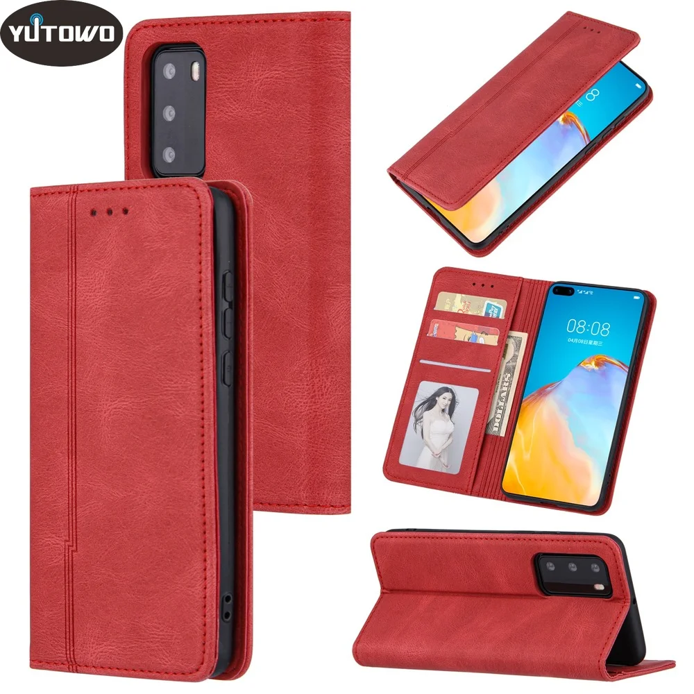 Leather Shockproof Case for Huawei P30 Pro P40 Lite Capa Card Holder Folded Stand Flip Wallet PU Leather Full Protection Cover