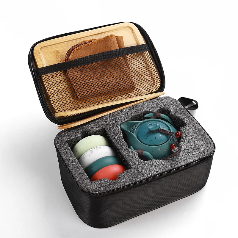 

Portable Travel Kung Fu Tea Set Fast Cups Pottery Teapot Cups Portable Bag Teaware Tea Ceremony Set Bone China Tea Sets