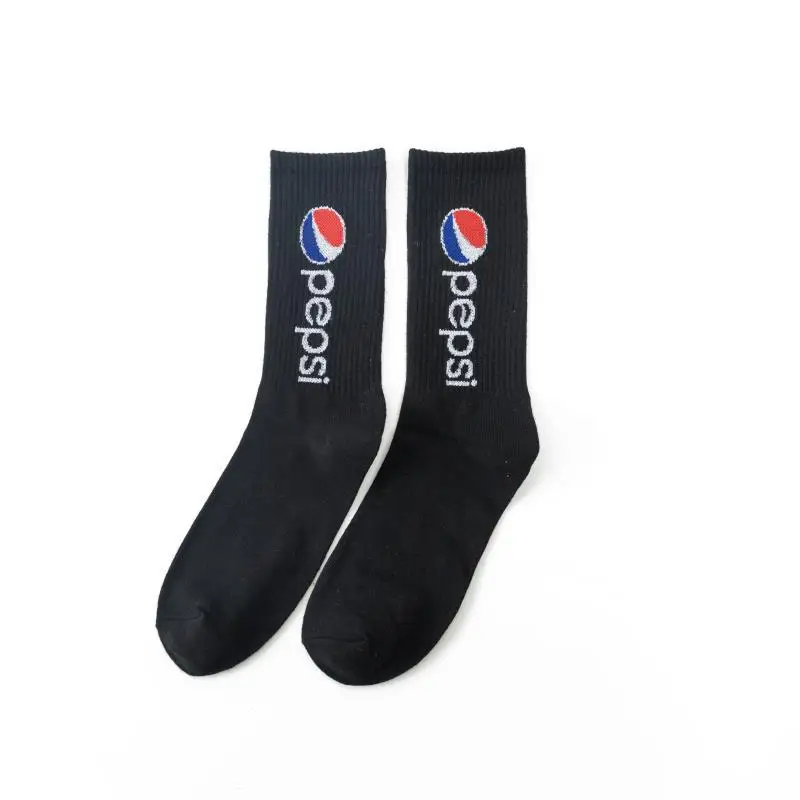 black Pepsi Новая мода харадзюку ins tide носки мужские высокие уличные хип-хоп носки теплые, мягкие, забавные новые носки унисекс уличные трендовые носки Пепси - Цвет: black Pepsi