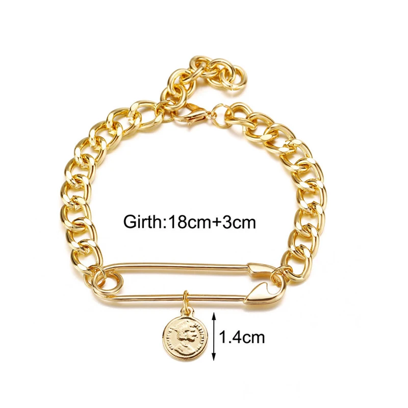 Женский браслет-цепочка с металлическими звеньями 2020 |