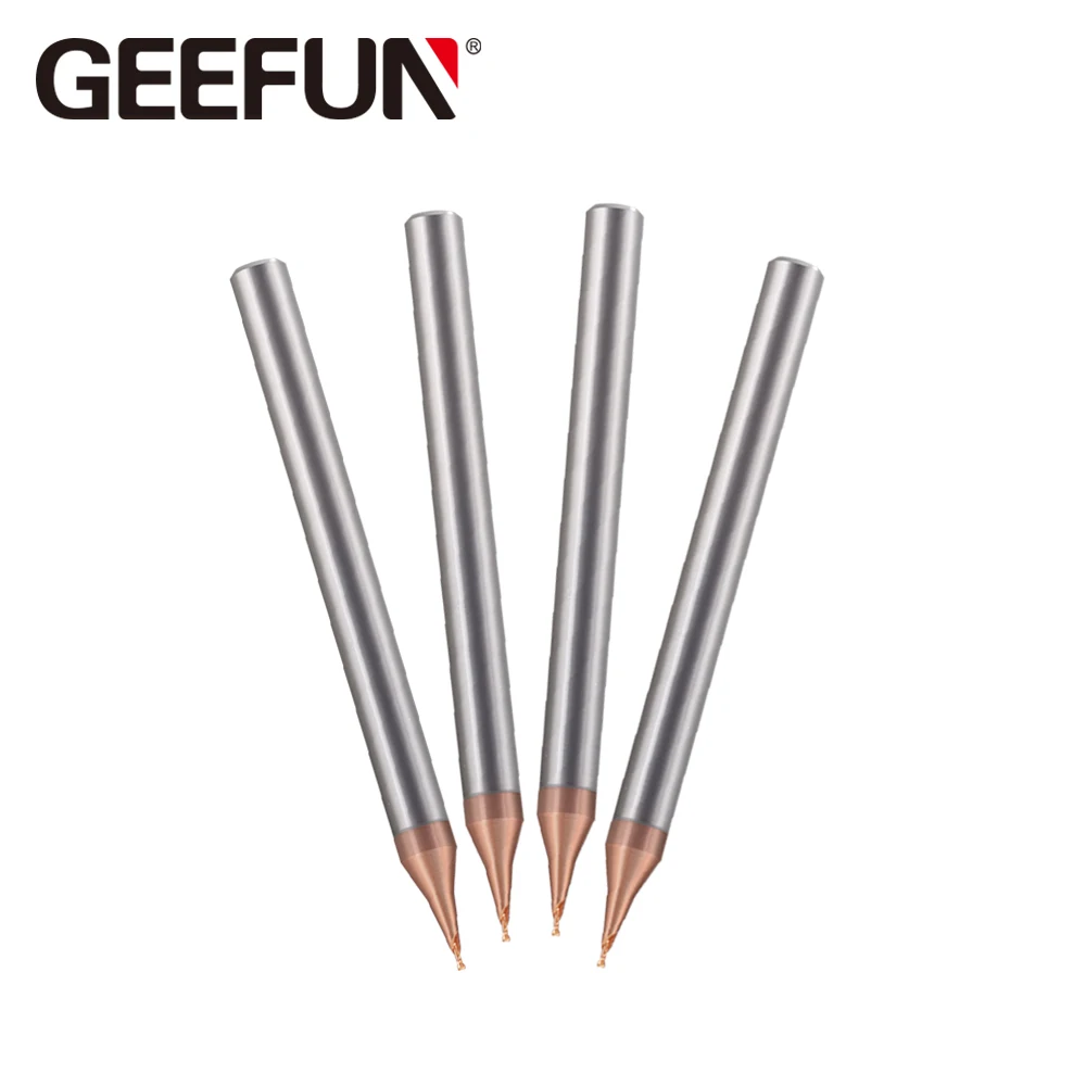 GEEFUN Shank 4 mm D4*50*2f Solid Carbide Micro Flat End Mill Hrc60 Brown Naco Coated Cutter For Steel | Инструменты