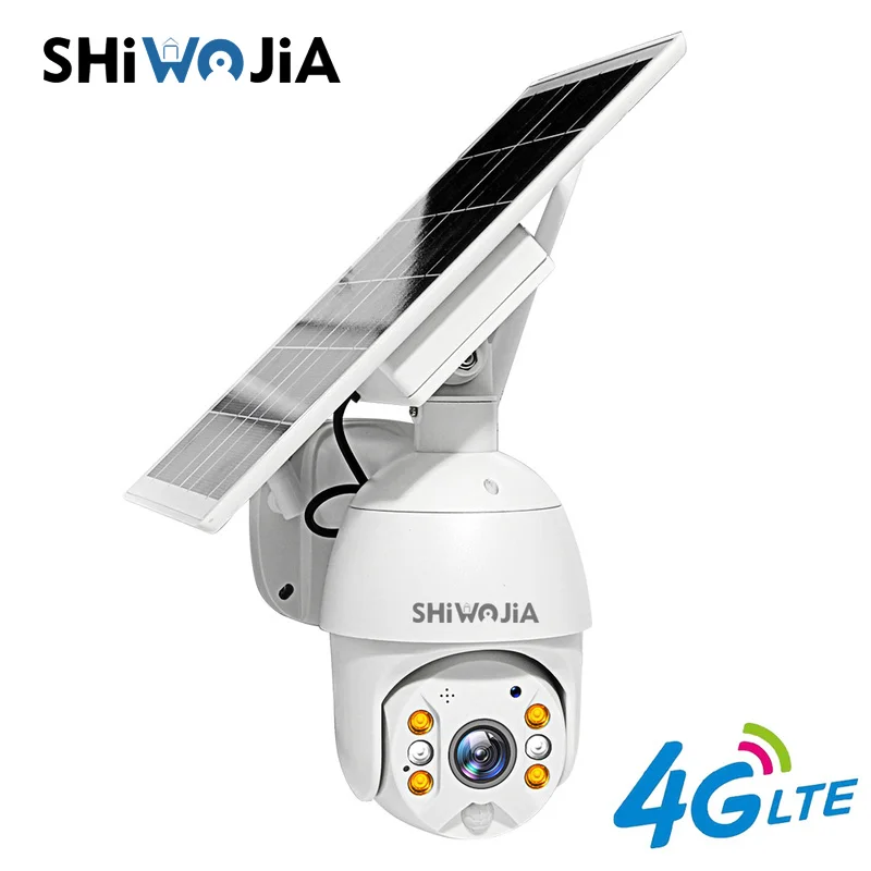 Камера Наружного видеонаблюдения shiwar, 4G, поддержка SIM-карты, солнечная батарея, PTZ-камера, 1080 пикселей, система умного дома с сигнализацией в режиме ожидания, для ферм, ранчо, лес - изображение