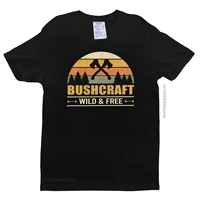 bushcraft wild and free t shirt for men pure cotton t shirt o neck short sleeved outdoor survival hiking camping bushcrafter tee