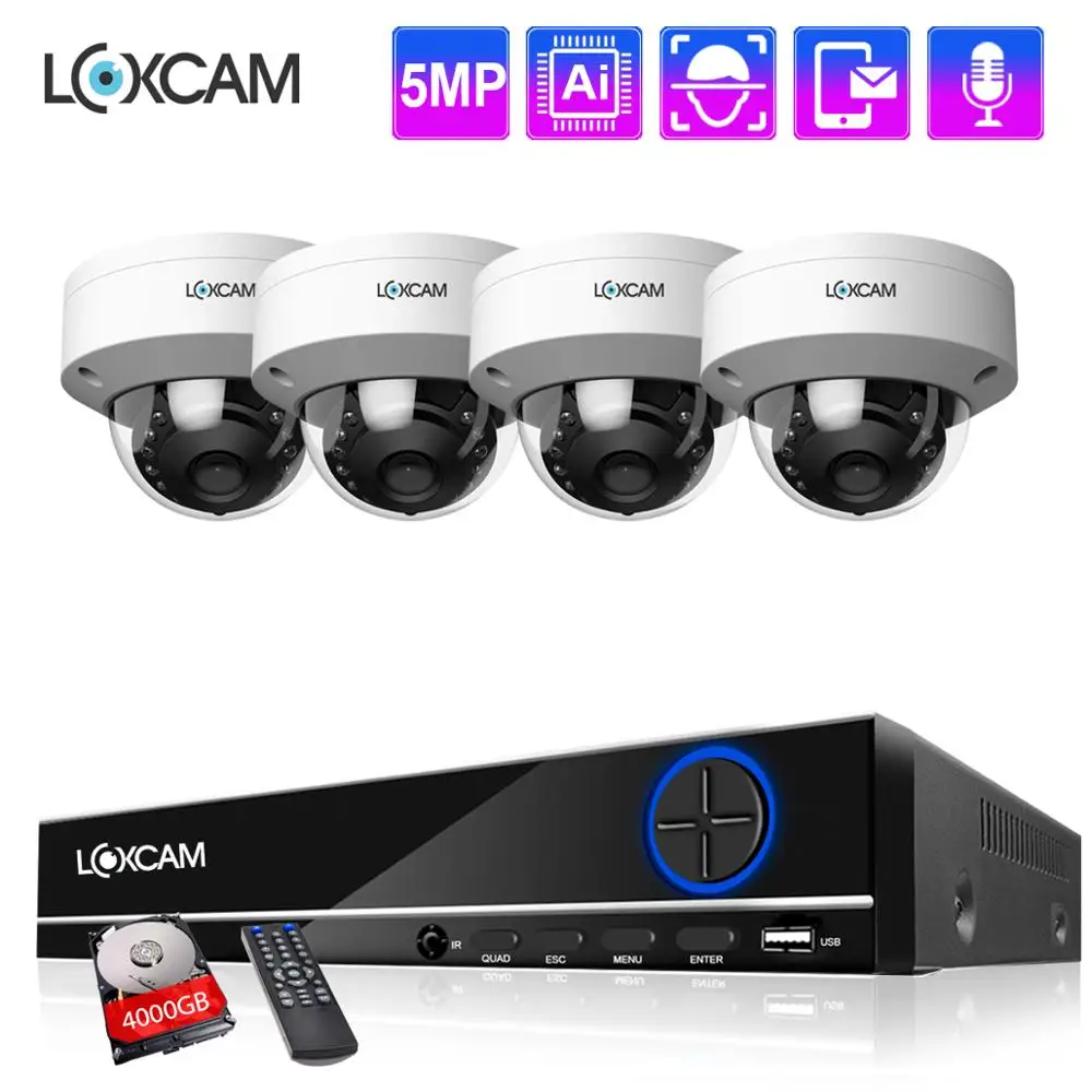 Камера видеонаблюдения LOXCAM H.265 + 8 каналов 5 МП POE NVR Мп|Система наблюдения| |
