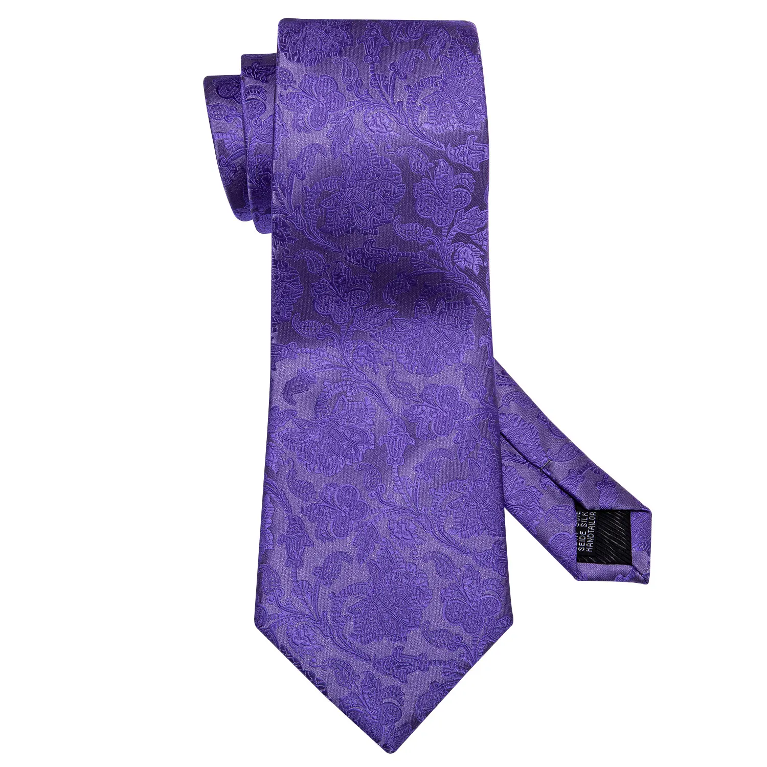Fashion Silk Purple Solid Mens Wedding Tie Hanky Set Barry.Wang Designer Paisley Floral Neckties For Gift Party Groom |