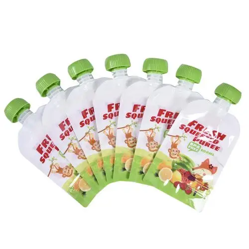 

8pcs 148ml Baby Food Storage Pouch Portable BPA-Free Reusable Sealed Complementary Food Pouch Homemade Puree Pulp Storage Bag
