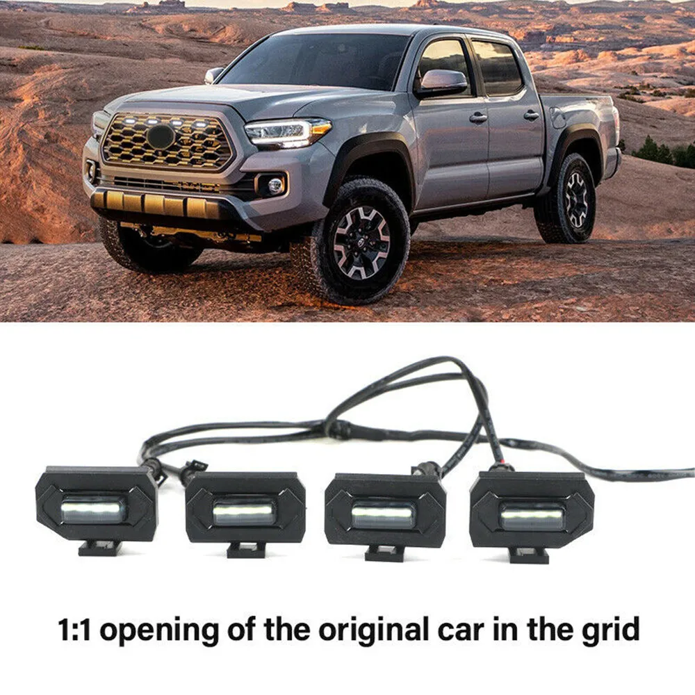 

4 X Grille LED Lights (smoke Lens) 1 X Harness Cable For 2020 2021 Toyota Tacoma Car Accessories Daytime Running Lights