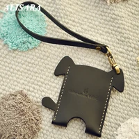 leather lanyard card holder for men women id card holder leather 100 handmade card purse first layer cowhide dog pet cute