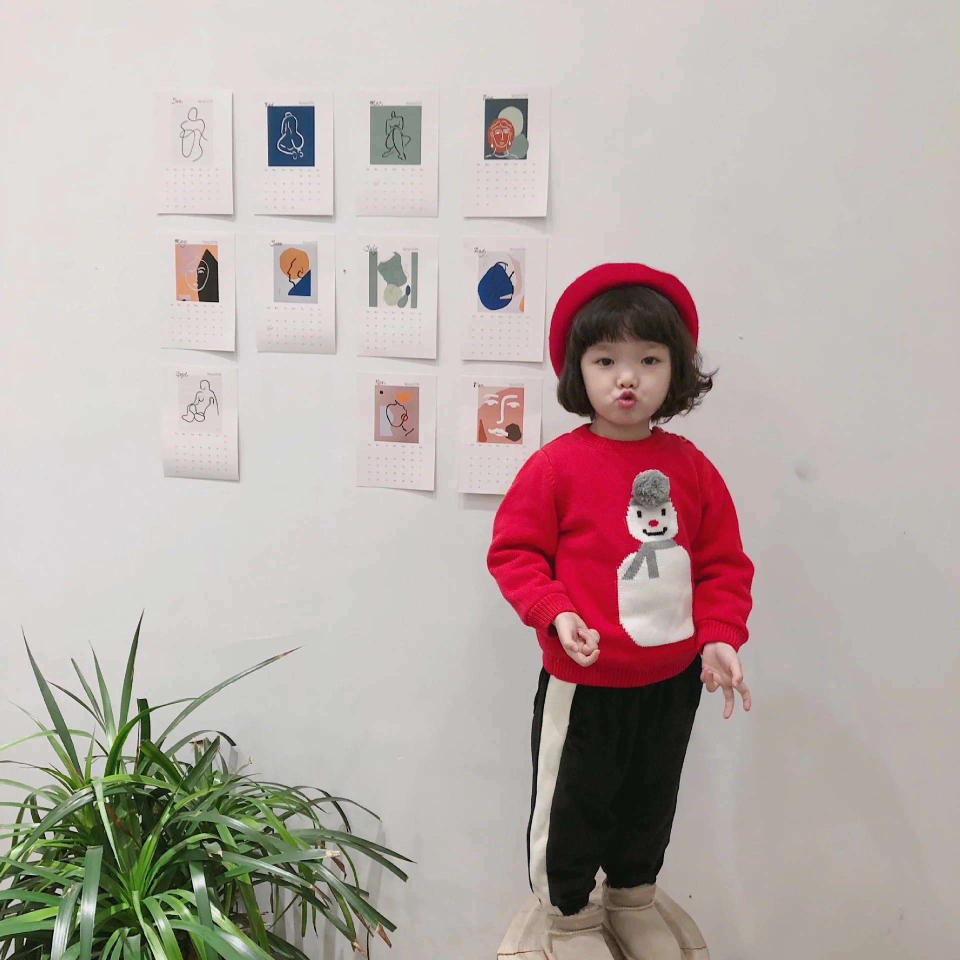 Tonytaobaby Новая коллекция зимней одежды для маленьких мальчиков Одежда для детей, Одежда для девочек красного цвета, Рождественская одежда со снеговиком, детский вязаный свитер для девочки детский свитер, пуловер, свитер